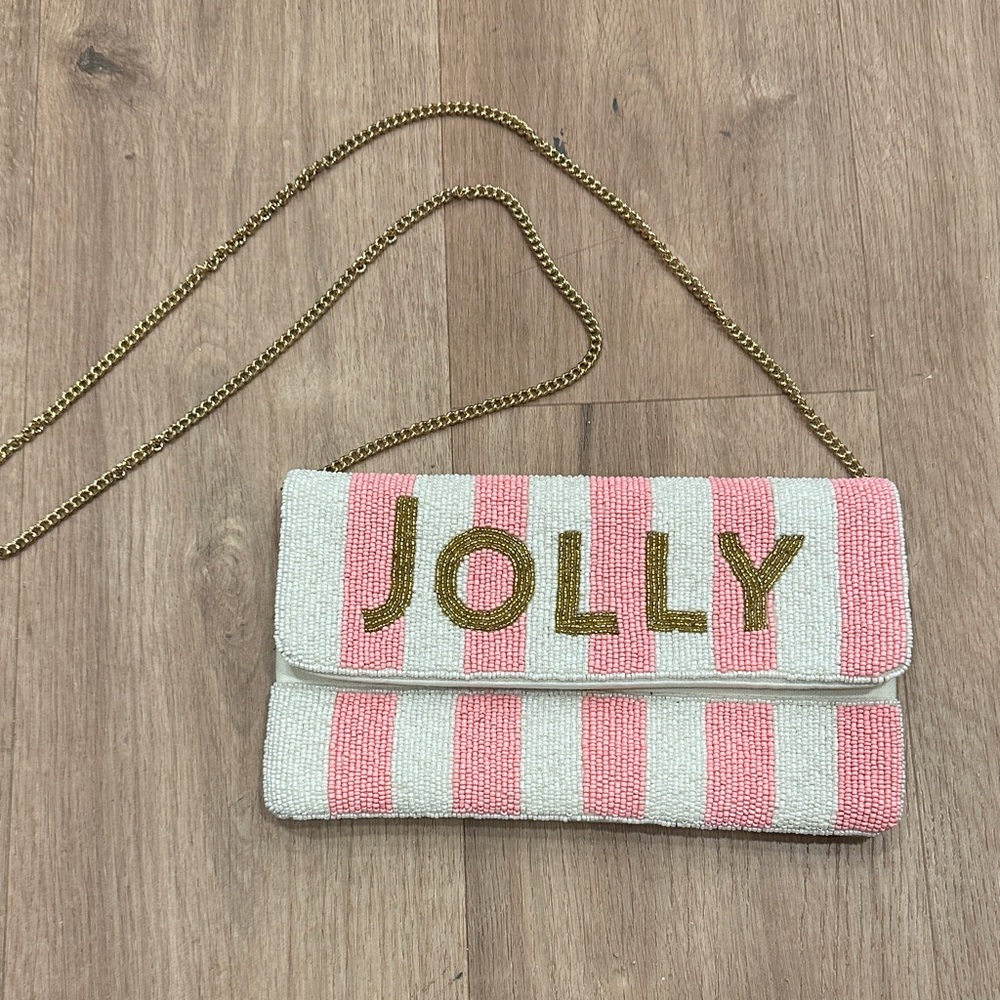 Lisi Lerch Jolly Pink and White Striped Clutch